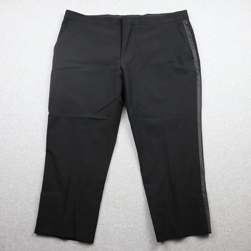 J. Ferrar Tuxedo Pants Mens 40 Slim Fit Black Satin Stripe Formal Wedding Dress